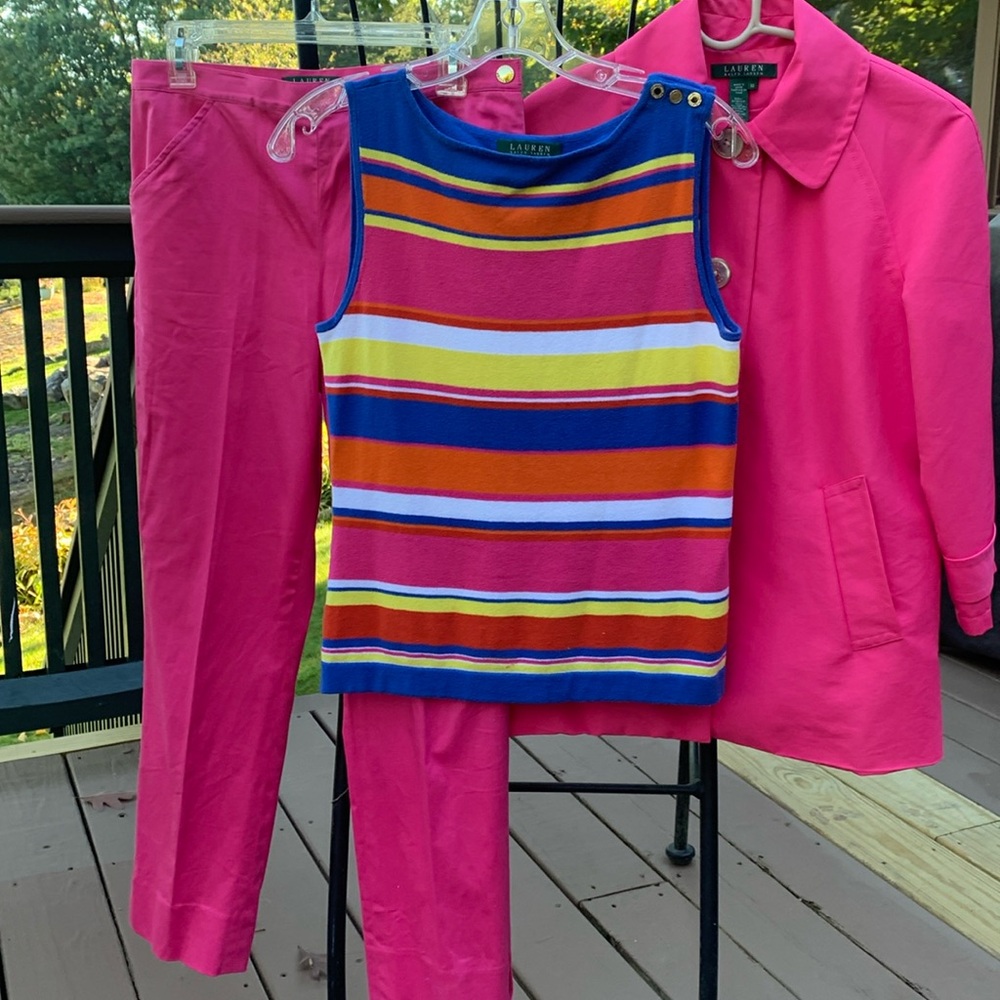 Three piece Ralph Lauren set, pre worn, bright pink